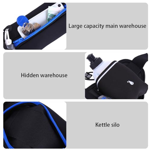 DONGKER Running Waist Bag,Waterproof Waist Pack with 2 Water Bottle Holder & Adjustable Strap & Headphone Hole for Hiking Running Walking Jogging Camping