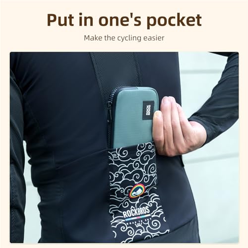 ROCKBROS Cycling Wallet, Compact Bike Phone Bag for Cards, Keys and Tools - color: blackish green