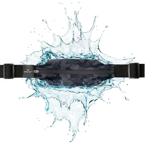 No-Bounce Slim & Secure Running Belt, Fits ALL Phones, Keys, Cards, Gels - color: 3. Black Camo