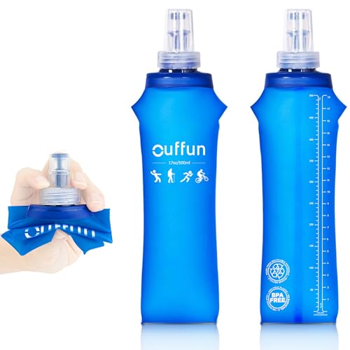 4 Pack Soft Water Bottle, 17oz/500ml Soft Flask Running Bottles for Hydration Pack, TPU Collapsible Running Water Bottle Reusable Handheld Running Flask for Running Hiking Cycling Climbing Traveling