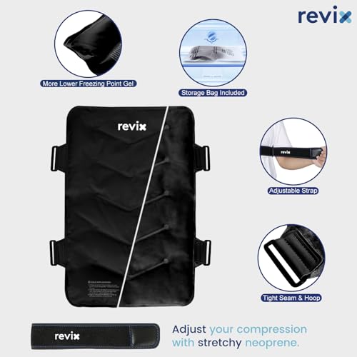 REVIX Extra Large Ice Pack for Back, 13” x 21” Reusable Gel Cold Pack Wrap - color: Black