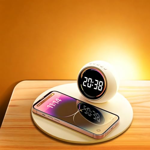 IHAO 3in1 Wireless Charging Station with Dual Alarm Clock & Night LightFast Wireless Charger for Phone iWatch Earbuds Touch Control Dimmable Bedside Lamp Elegant Design for Bedroom Desk K22T White - color: Wireless Charger Alarm Clock K22t White