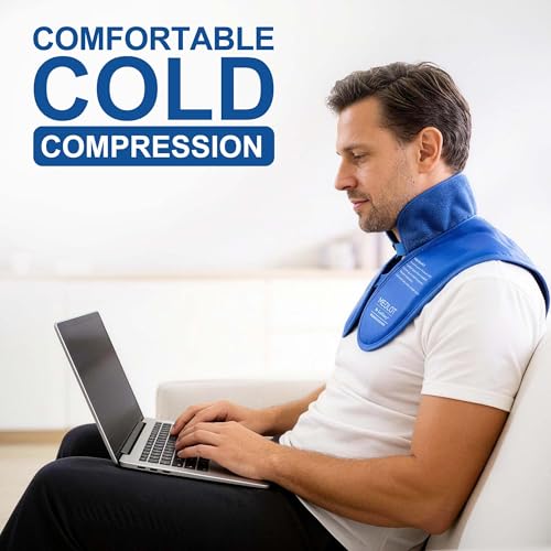 LotFancy Neck and Shoulder Ice Pack Wrap, Reusable Ice Pack for Injuries