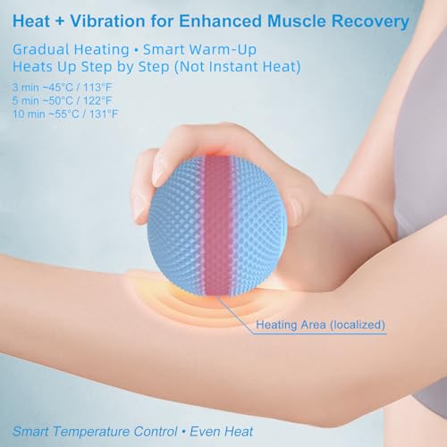 Vibrating Massage Ball with Heat, 7 Modes, Memory, 3.6 in, Blue - color: Blue