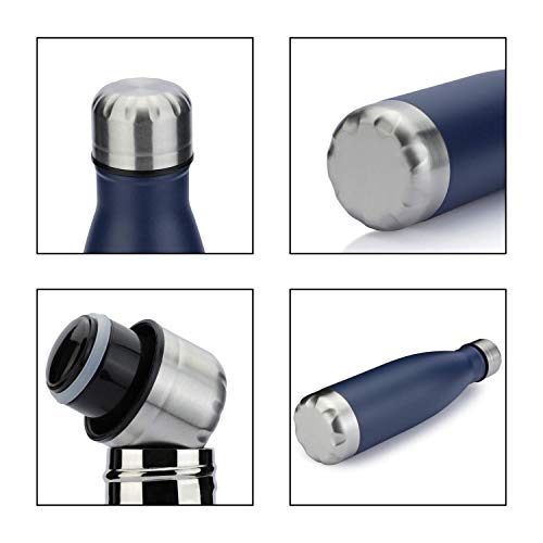 MEWAY 17oz Sport Water Bottle 12 Pack Vacuum Insulated Stainless Steel Leak-Proof Double Wall Cola Shape Water Bottle,Keep Drinks Hot & Cold (Navy,12 Pack) - color: Navy