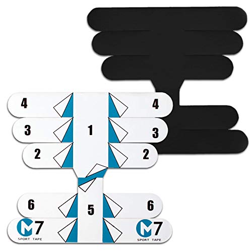 M7 Sport Kinesiology Tape for Ankle Sprain and Stability, Kt Tape for Ankle, Pain Relief Therapeutic Tape, Plantar Fasciitis, Waterproof, Eases Swelling (Black, 4-Pack) - color: Black