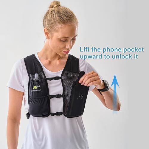 N NEVO RHINO Running Vest with 350ML TPU Soft Flask,Adjustable Chest Straps - color: Black