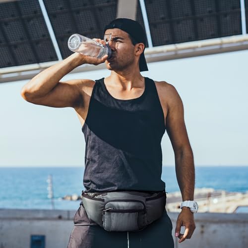 NOOLA Fanny Pack with Water Bottle Holder, Hiking Waist Bag for Men Women - color: Grey