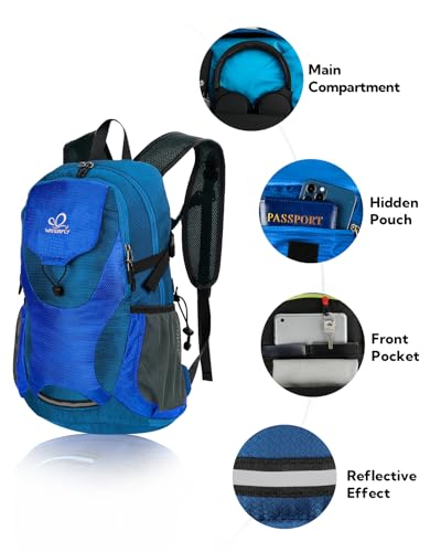 WATERFLY Lightweight Packable Hiking Backpack, 30L Day Pack - color: Deep Blue