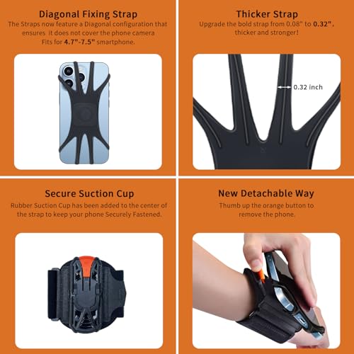Running Armband 360°Rotatable,Arm Band for Phone Fits All 4''-6.5'' Smartphones,Compatible with iPhone 17/16/15pm/p,Workout Cellphone Holder with Key Holder,for Running Hiking Biking Walking