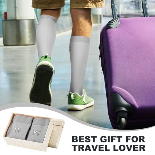 Skicuff 2 Pairs Travel Compression Socks for Men and Women - color: Grey