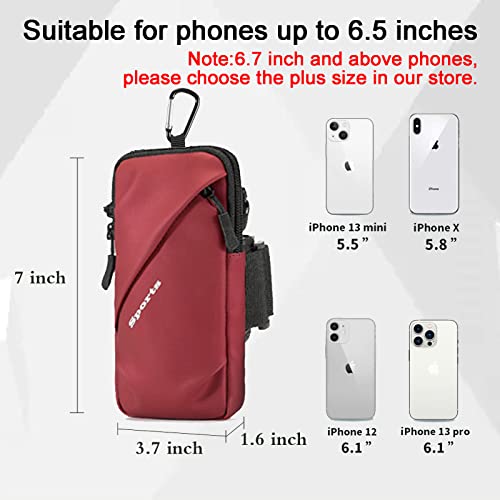 Prime Comfort Cell Phone Holder, Small Crossbody Shoulder Holsters Bag with Arm Band, Fits iPhone and Android, Use for Running, Walking, Hiking & Biking (6.7 Inches, Red) - color: RED
