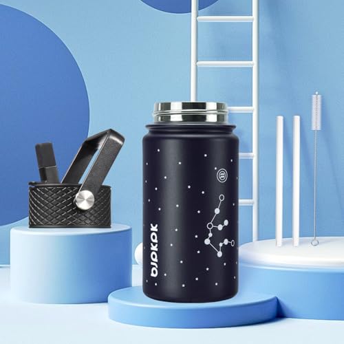 BJPKPK Insulated Water Bottle, 15oz Stainless Steel with Straw Lid - color: Aquarius, style: 15oz