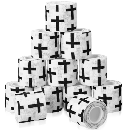 Geiserailie 12 Pack Christian Athletic Tapes 2 Inch x 5 Yards, White - color: White