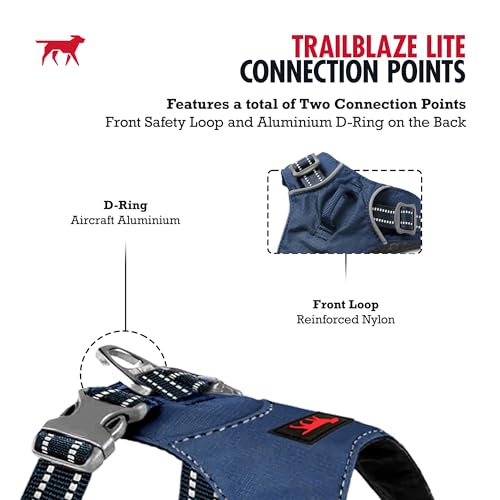 Tuff Pupper All-Day Wear Dog Harness | for Walking, Trail Running, Hiking | Front & Back Leash Clips | Reflective Trim | Easy On/Off Buckles | Lightweight Breathable | No Pull Design (Small, Blue) - color: Twilight Blue, size: Small