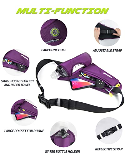 Labeol Running Belt, Waterproof Hydration Belt with Water Bottle Holder - color: Purple