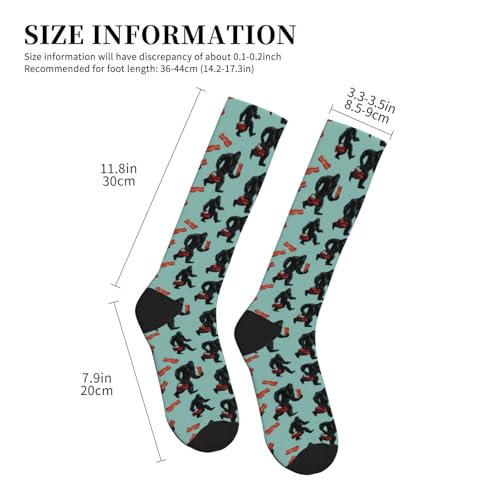 FREEHOTU Compression Knee High Socks for Women/Men Circulation 15-20 Mmhg - color: Bigfoots Baccon