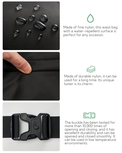 WATERFLY Fanny Pack Waist Bag: 2.5L Large 5 Zipper Pockets for Women Men - color: Black-01