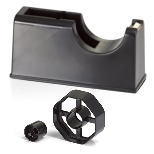 Officemate 2-in-1 Tape Dispenser - Heavy Duty Desktop Holder for 1-Inch and 3-Inch Core Tape Rolls, Impact-Resistant Build, Non-Slip Base, Office Supplies Essential, Black - size: (Pack of 1)