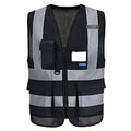 A-SAFETY High Visibility Reflective Vest, Mic Tabs, Front Zipper, Black, S - color: Black, size: Small
