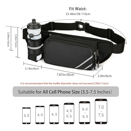 Fanny Pack with Water Bottle Holder for Men Women – Large Hiking Fanny Pack with Adjustable Strap Belt for Cycling Hiking Dog Walking Outdoor, Water Resistant Pack Blue(Bottle Not Included) - color: Blue