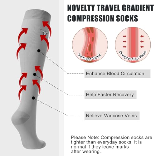 Skicuff 2 Pairs Travel Compression Socks for Men and Women - color: Grey