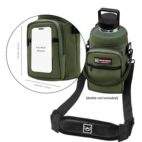 NATURE PIONEOR 26-128 oz Insulated Water Bottle Carrier Holder with Strap - color: Green, size: 64oz