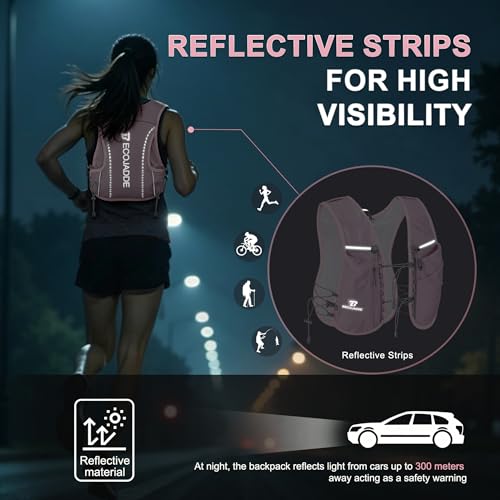 BECOJADDE 5L Running Vest for Women, Hydration Backpack Lightweight & Breathable for Trail Running, Marathon, Hiking, Cycling - color: Purple