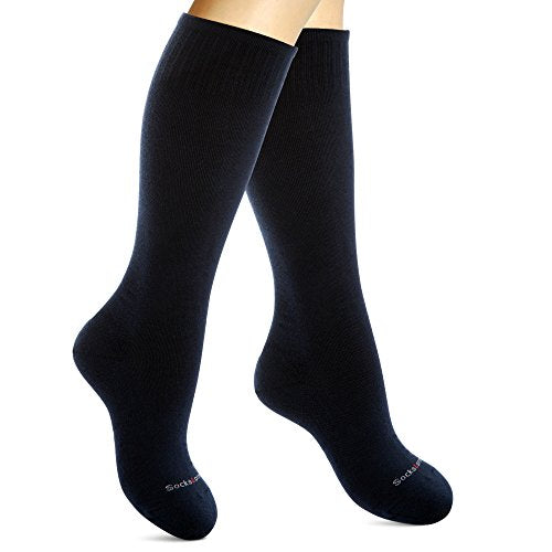 SocksLane Cotton Compression Socks, 15–20 mmHg Graduated Support, Knee-High Medical Compression (Navy Blue S/M) - color: Navy Blue, size: Small/Medium (1 Pair)