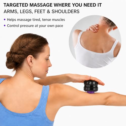 Manual Massage Roller Ball - Massager and Therapy Tool for Sore Muscles, Shoulders, Arms, Neck, Back, Feet, Body, Deep Tissue, Stiffness, Joint Pain, Stress Relief - color: Purple