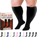 BAMS Plus Size Compression Socks Wide Calf XL XXL XXXL – Graduated Knee-High Support, Viscose from Bamboo Easy-On/Easy-Off - color: Black, size: XX-Large