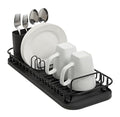 SunnyPoint 304 Stainless Steel NeverRust Compact Dish Drying Rack with Utensil Holder & Removable Drain Tray, Rustproof Small Dish Rack for Kitchen Countertop or Over Sink – Black - color: Blk