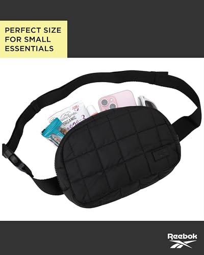 Reebok Belt Bag Fanny Pack for Women & Men, Adjustable Crossbody - color: Case Black