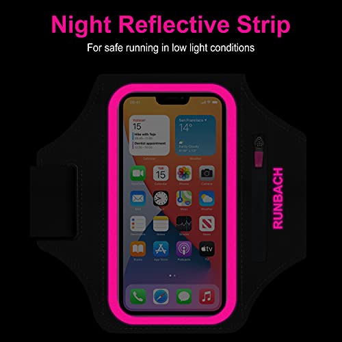 Armband for iPhone 17 Pro Max/16 Pro Max/16 Plus/15 Pro Max/15 Plus/iPhone 14,13,12,11 Pro Max/XS Max,Water Resistant Sport Armband with Zipper Slot for Airpods and Keys (Pink) - color: Pink