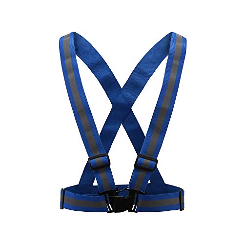 AYKRM 9 color High Visibility Reflective Vest Running Gear High Vis Adjustable Safety Vest - color: Blue