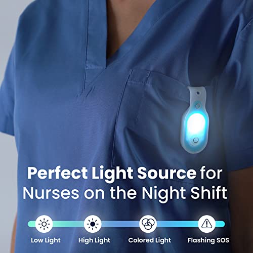 Lightsflo ClipGlow Rechargeable Night Light Nurse Nightshift Hands Free Lightweight Emergency Flashlight for Walking Running Pets Outdoors (White) - color: White