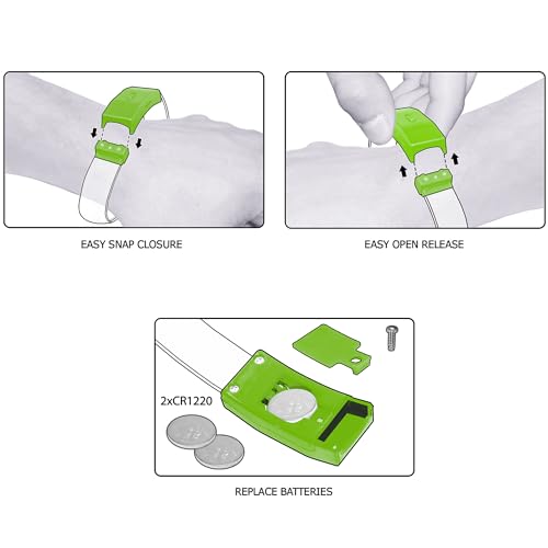4 Magic Band Pack | Glow in The Dark | Flashing Light up for Concerts | Running Lights for Runners | Glow in The Dark Bracelets | Led Bracelet - color: Green