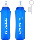 WRELS Soft Running Water Flask Soft Flasks Collapsible Soft Water Bottles Small BPA-Free for Sports Hiking Hydration Pack 5oz/8oz/17oz(BLUE,17oz*2) - color: Blue, style: 500ml/17oz-2 Pack