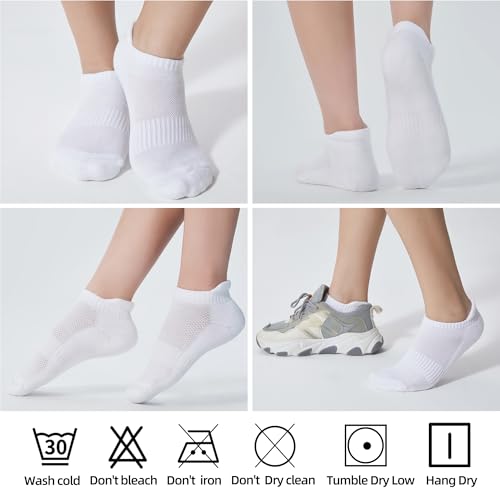 ATBITER Women's Ankle Socks Cushioned Running Athletic No Show Socks-6Pairs - color: 6pairs 3white+3black, size: 6-8