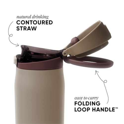 Simple Modern Water Bottle with Straw & Handle | 24oz | Brown - color: -Hazelnut, size: 24 Ounces