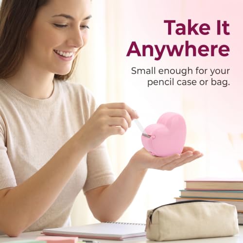Pink Portable Candy Color Tape Dispenser Heart-Shaped Tape Dispenser Cute Roll Tape, Adhesives and Fasteners Tape Organizer Desk Home Office School Supply Tapes Office Tape Dispensers Office Supplies