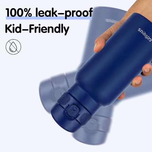 GOPPUS 17oz Insulated Water Bottle with Leak-Proof Flip Lid & Carry Handle,Double-Wall Stainless Steel Bottle for School,Outdoor,and the Gym（Ink blue） - color: Ink blue