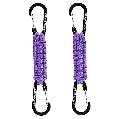 BRAVESHINE Paracord Keychain Carabiner Clip | D Ring Hanger Lanyard Hook - color: Purple