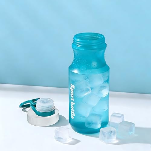 2 PCS Set Plastic Water Bottles, Sports Water Bottles with Leak-Proof Lid, Lightweight Reusable Water Bottles for Running,Gym, School, Travel, BPA Free,Leak Proof (Blue(13oz+20oz) - color: Blue(13oz+20oz）
