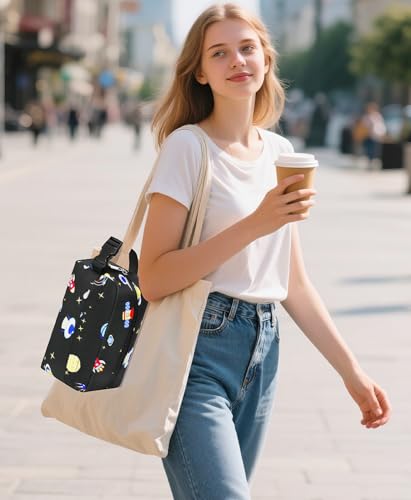 Small Insulated Lunch Bag: Reusable Small Lunch Box, Mini Soft Cooler Bag - color: Planetary Astronauts