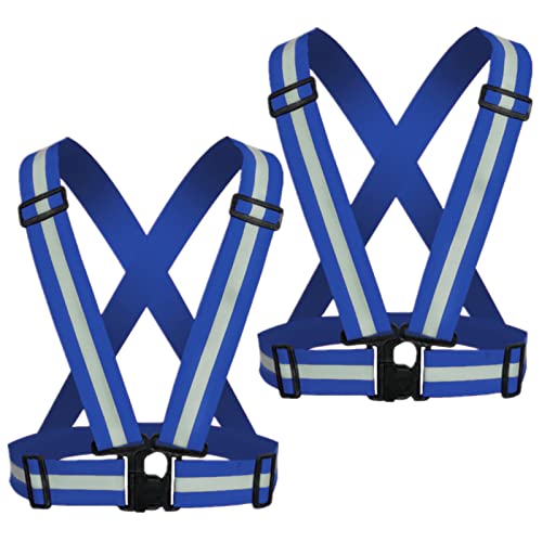 Reflective Vest, High Visibility Safety Vest Straps Reflective Gear for Night Running Walking Cycling for Men Women Kids - color: Blue