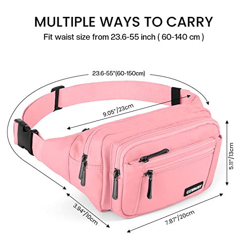 CXWMZY Fanny Packs For Women & Men Waist Pack Hip Bum Bag with Multi-Pockets Large Capacity Waterproof Casual Bum Bag for Disney Traveling Casual Cycling Running Hiking (Pink) - color: Pink