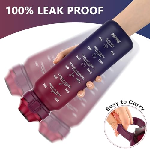 SLUXKE Insulated Water Bottle 24oz, Double Wall Vacuum 18/10 Stainless Steel Bottle with 2Lids, Leak Proof & BPA-Free, 700ml Hydro Water Flask with Handle & Straw Spout Lids RED BLACK - color: RED BLACK, size: 24 Ounces