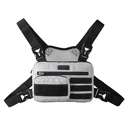Fitdom Running Chest Pack for Men, Tactical Sports Utility Bag with Pockets - color: White, style: Maximum Stability