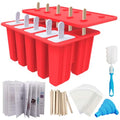 10-Cav Popsicle Molds, Silicone Ice Pop Mold for DIY Frozen Treats - color: Red